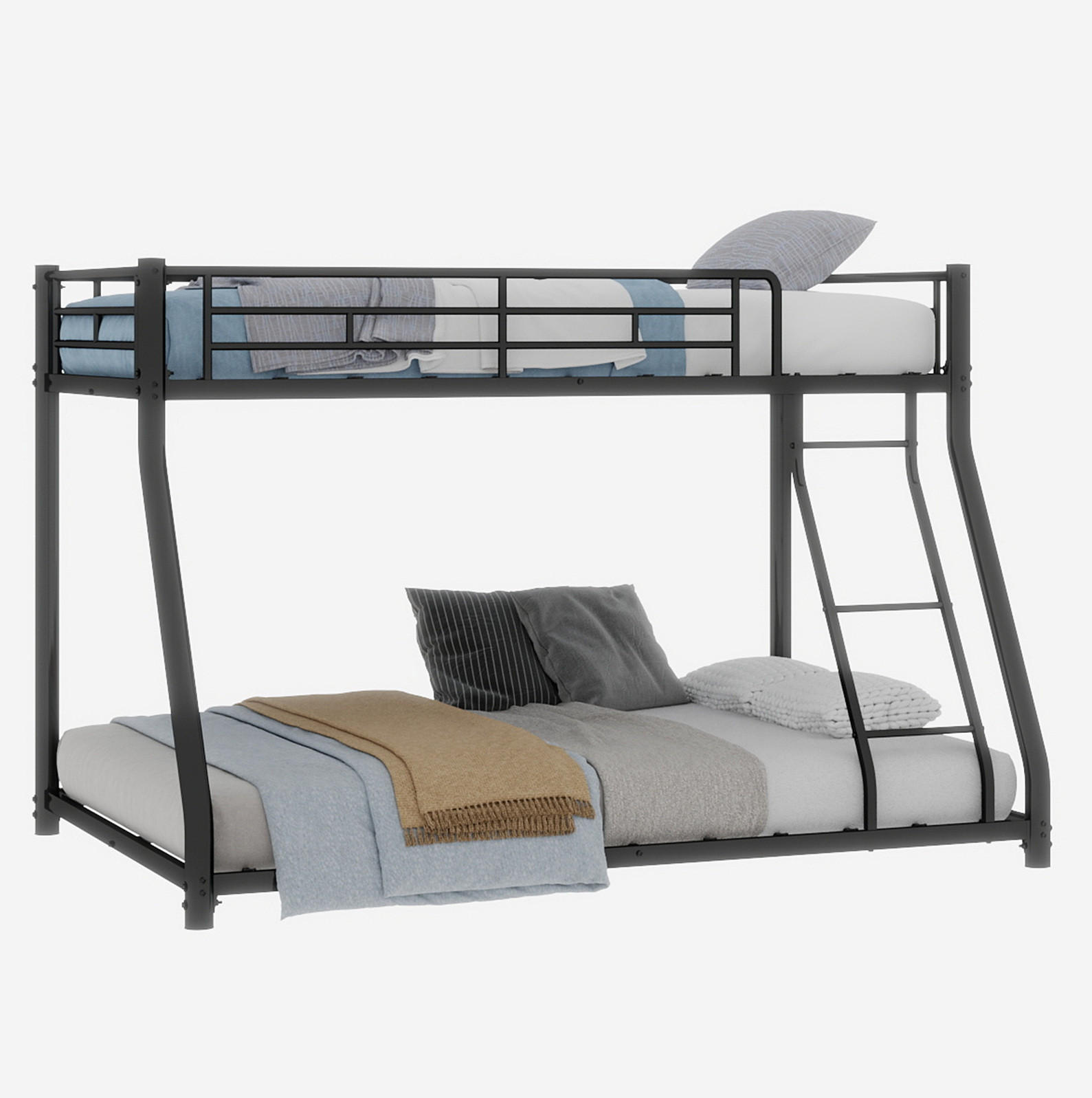 ETAGENBETT Kinderbette 196,6/146,6/139 cm aus Eisen mit geräuscharmer Konstruktion Schwarz - Schwarz, Metall (140/190cm) - Modenvie