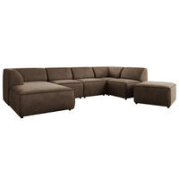 WOHNLANDSCHAFT MODARO U 6M - Braun Velvet - Links - Schwarz/Braun, Textil (180/78/345cm) - MKS