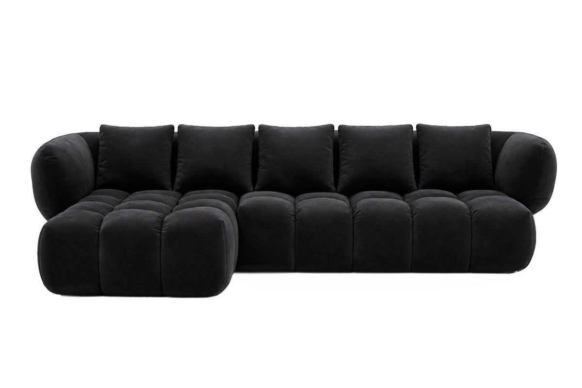ECKSOFA L-Form, Veloursstoff Bluvel, Schwarz, Links, SEVIO L - Schwarz, Holz (242/175cm) - Kaiser Möbel