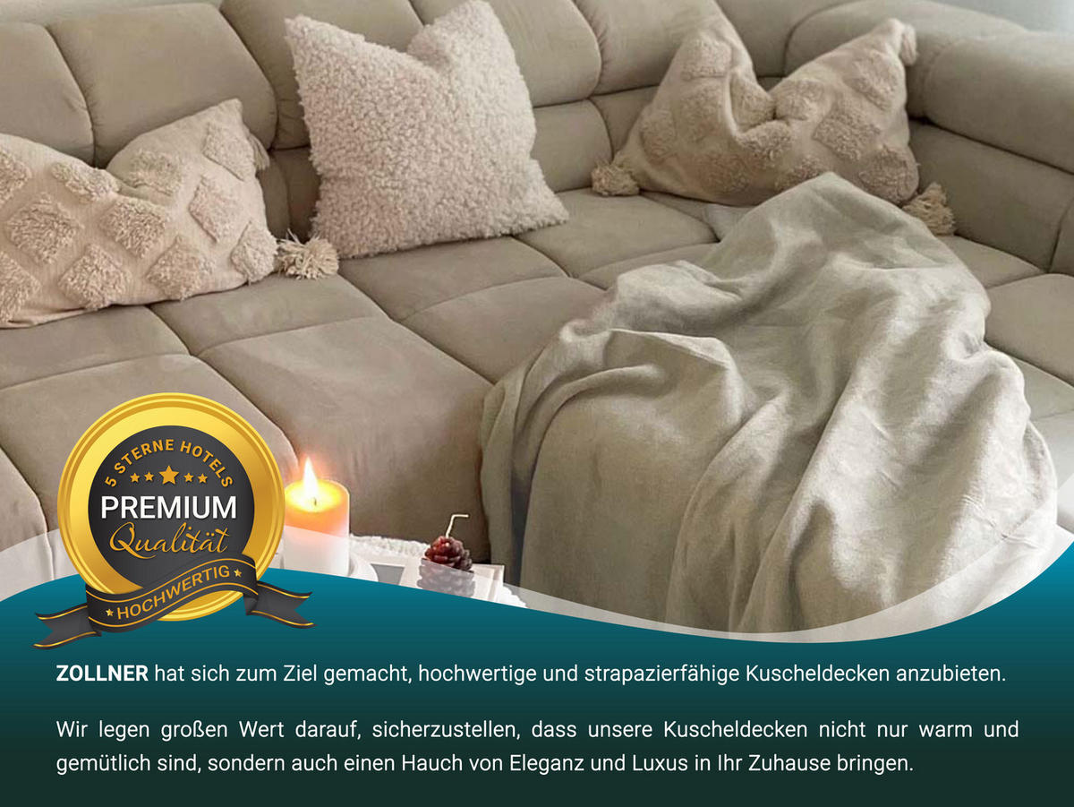 KUSCHELDECKE, 150x200 cm, 60% Baumwolle, 40% Polyacryl, Braun - Cappuccino, Naturmaterialien (150/200cm) - Zollner