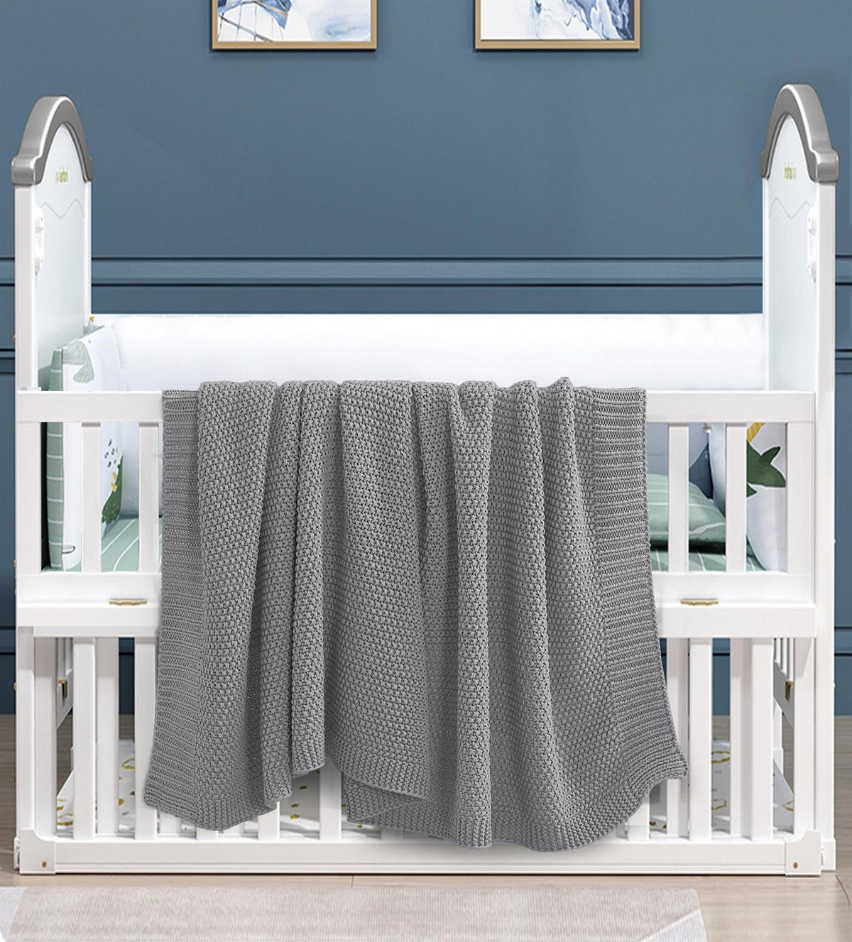 SCHMUSEDECKE 2er Set Strick grau 70/100 cm - Grau, Textil (70/100cm) - wometo