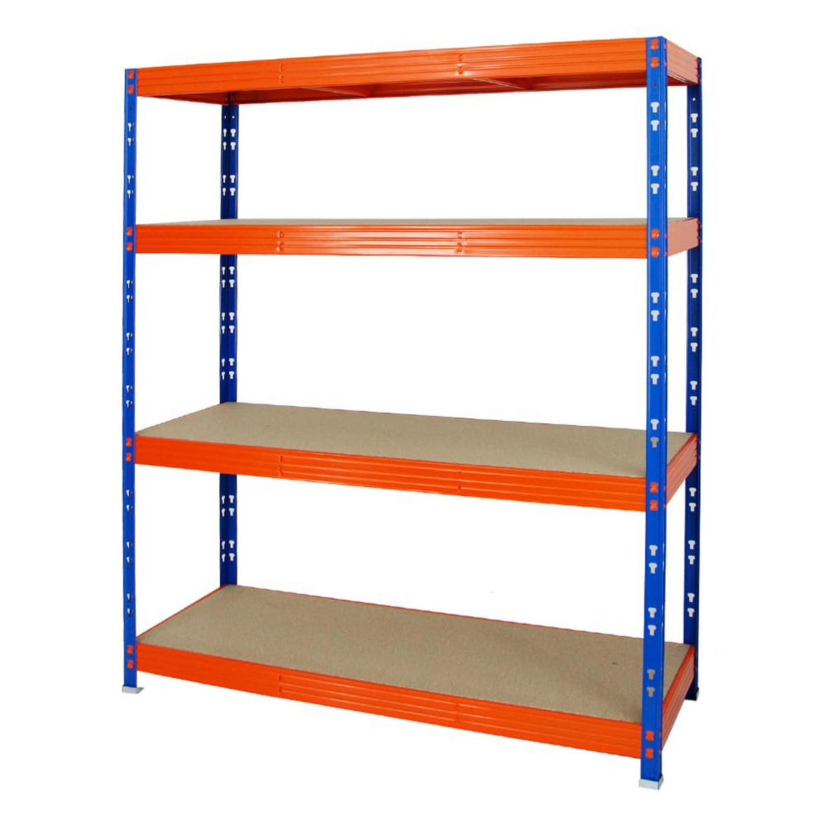 SCHWERLASTREGAL Rhino 180x160x60 cm 4 Spanplatten-Ebenen 8mm Fachlast 500 kg Blau/Orange - Blau/Orange, Metall (160/180/60cm) - PROREGAL