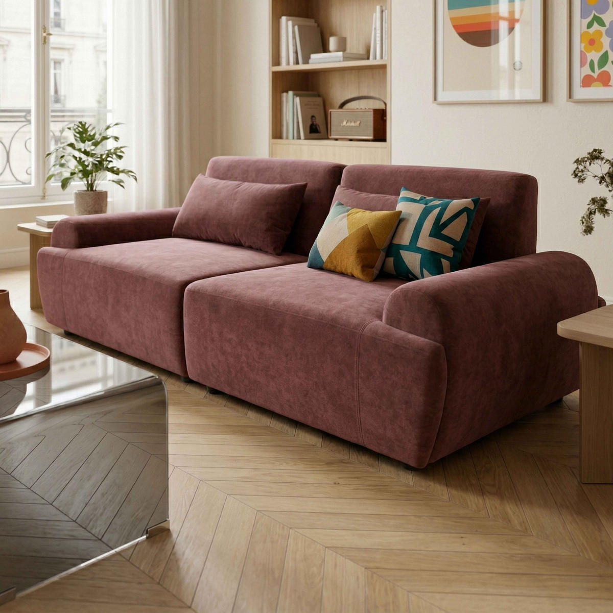 SOFA 2-Sitzer, Rot - Rot, Textil (218/82/109cm) - Oviala