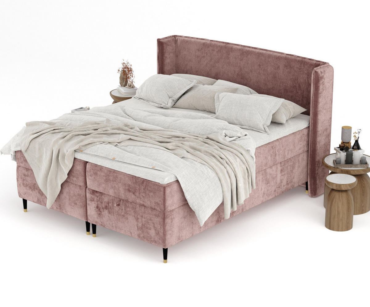 BOXBETT Monpelli Rosa 180/200 cm mit Matratze und Topper - Pink/Schwarz, Holz/Holzwerkstoff (180/200cm) - Maison de Reve
