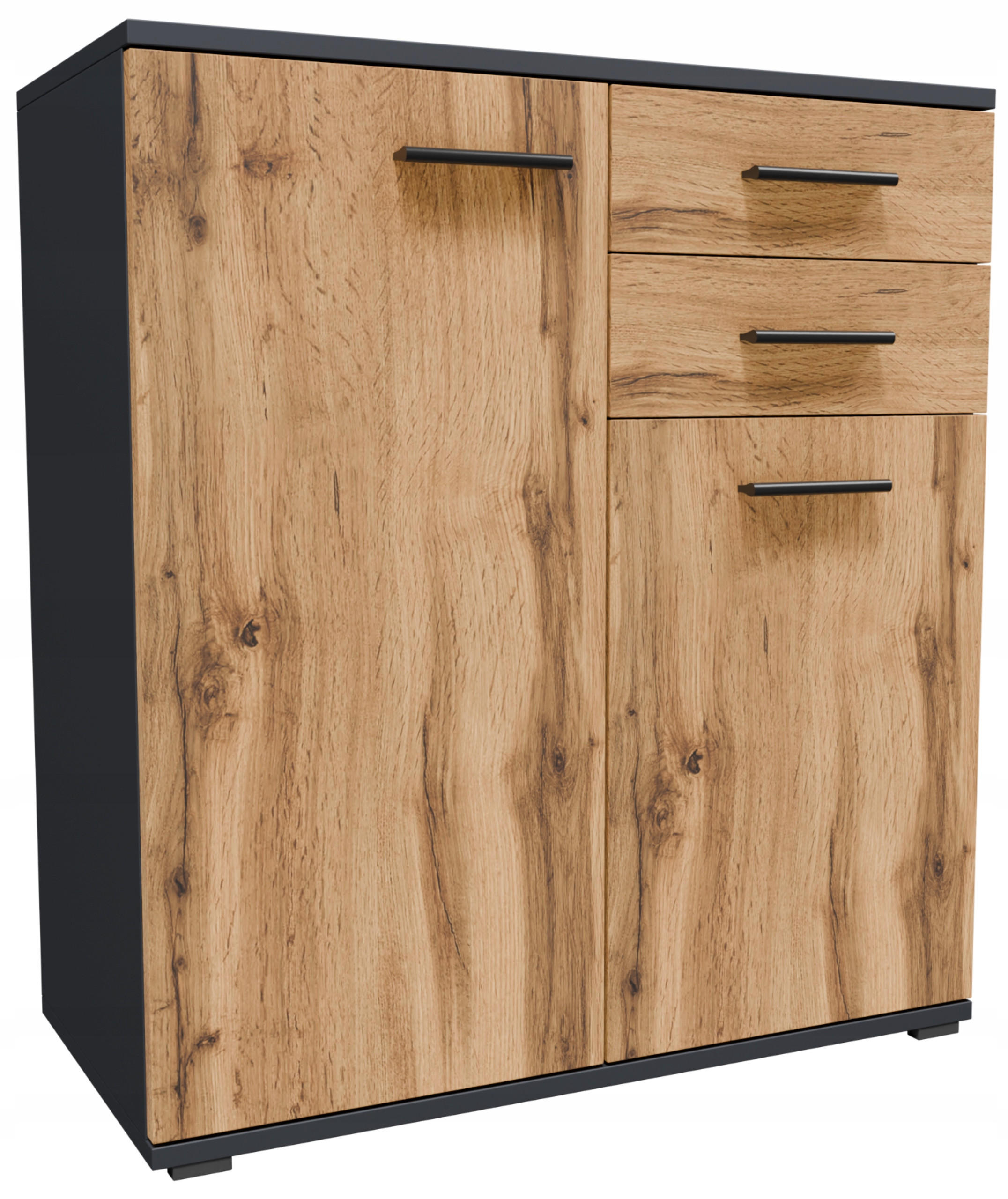 KOMMODE CR3-KD2 Graphit-Wotan Eiche 69/34/73,5 cm - Anthrazit, Holzwerkstoff (69/73.5/34cm)