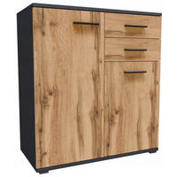 KOMMODE CR3-KD2 Graphit-Wotan Eiche 69/34/73,5 cm - Anthrazit, Holzwerkstoff (69/73.5/34cm)