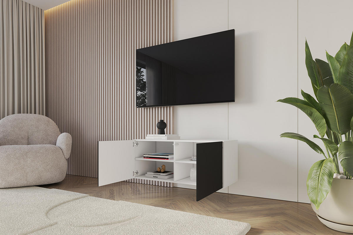 LOWBOARD NOA-2-W 100x40x41 cm - Weiß / Schwarz - Schwarz, Holzwerkstoff (100/40/41cm) - ALTDECOR