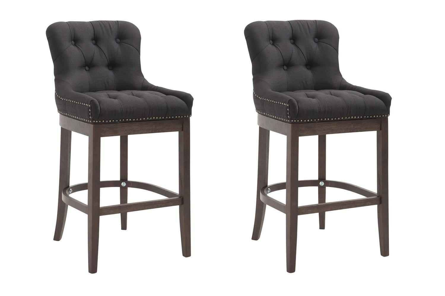 BARHOCKER 2er Set Stoff Schwarz - Schwarz, Holz/Textil (55/109/57cm) - CLP