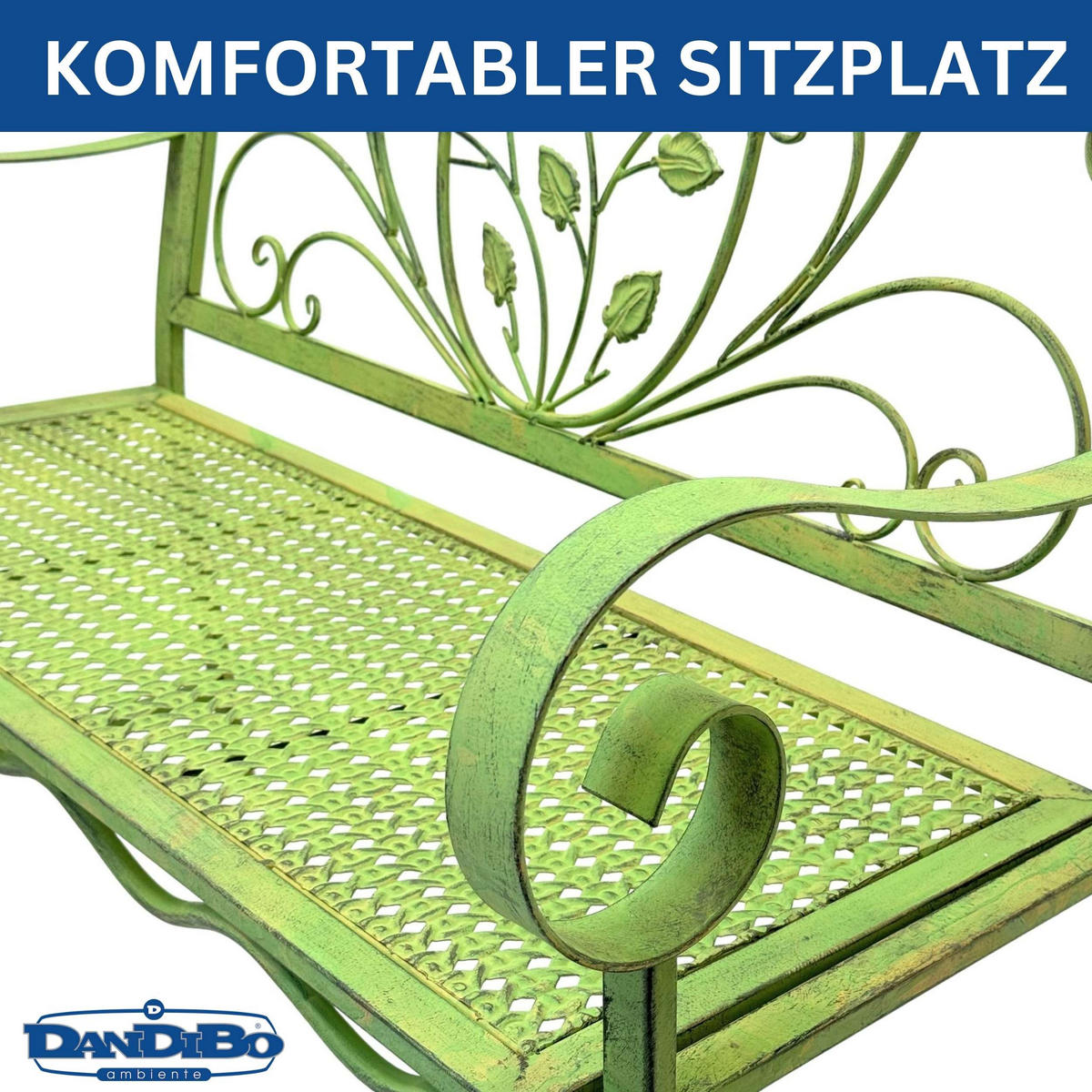 GARTENBANK 2-Sitzer Metall Grün 110/58/100 cm - Grün, Metall (110/100/58cm) - DanDiBo