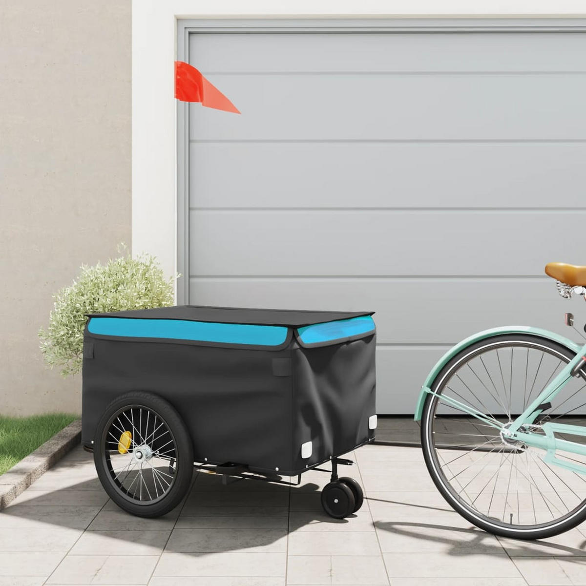 FAHRRADANHÄNGER Schwarz Und Blau 45 Kg Eisen - Blau, Metall (68/83/137cm) - vidaXL