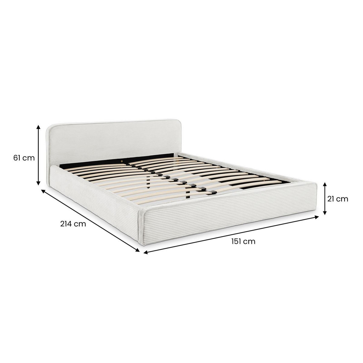 POLSTERBETT CURSIO 140x200 cm Off-White - Weiß, Textil (140/200cm) - IDIMEX