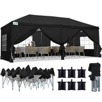 FALTPAVILLON 3x6m wasserdicht mit Seitenwänden und UV-Schutz 50+ Schwarz - Schwarz, Textil (300/277/600cm)