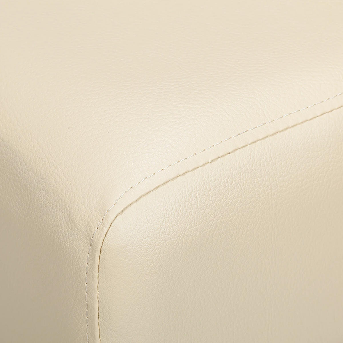 BARHOCKER - Akazie massiv / Kunstleder - Creme, Kunststoff (35/67/34cm) - home24
