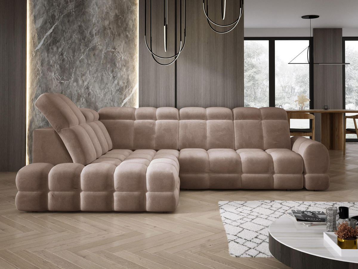 ECKSOFA TOLLO Salvador-stoff L-form 302x217x105 cm braun - Braun, Holz/Textil (302/217cm) - DomoHome