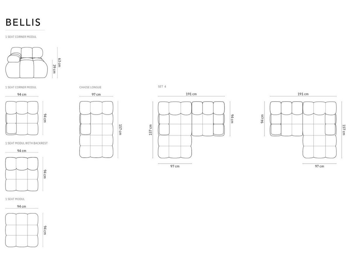 MODULARES-ECKSOFA links Bellis aus Samt flaschengrün 3 Sitzplätze - Grün, Textil (157/191cm) - Micadoni