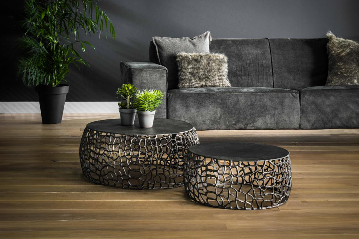 COUCHTISCH-SET SONO Schwarz Metall - Schwarz, Metall (75/75/30cm) - KAWOLA