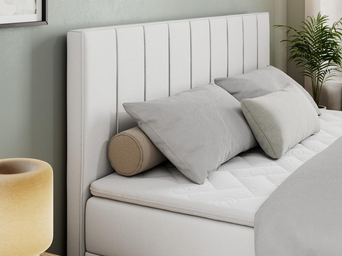 BOXBETT ALLY 200/200 Weiß Kunstleder - H4 - Weiß, Holz/Textil (200/200cm) - MKS