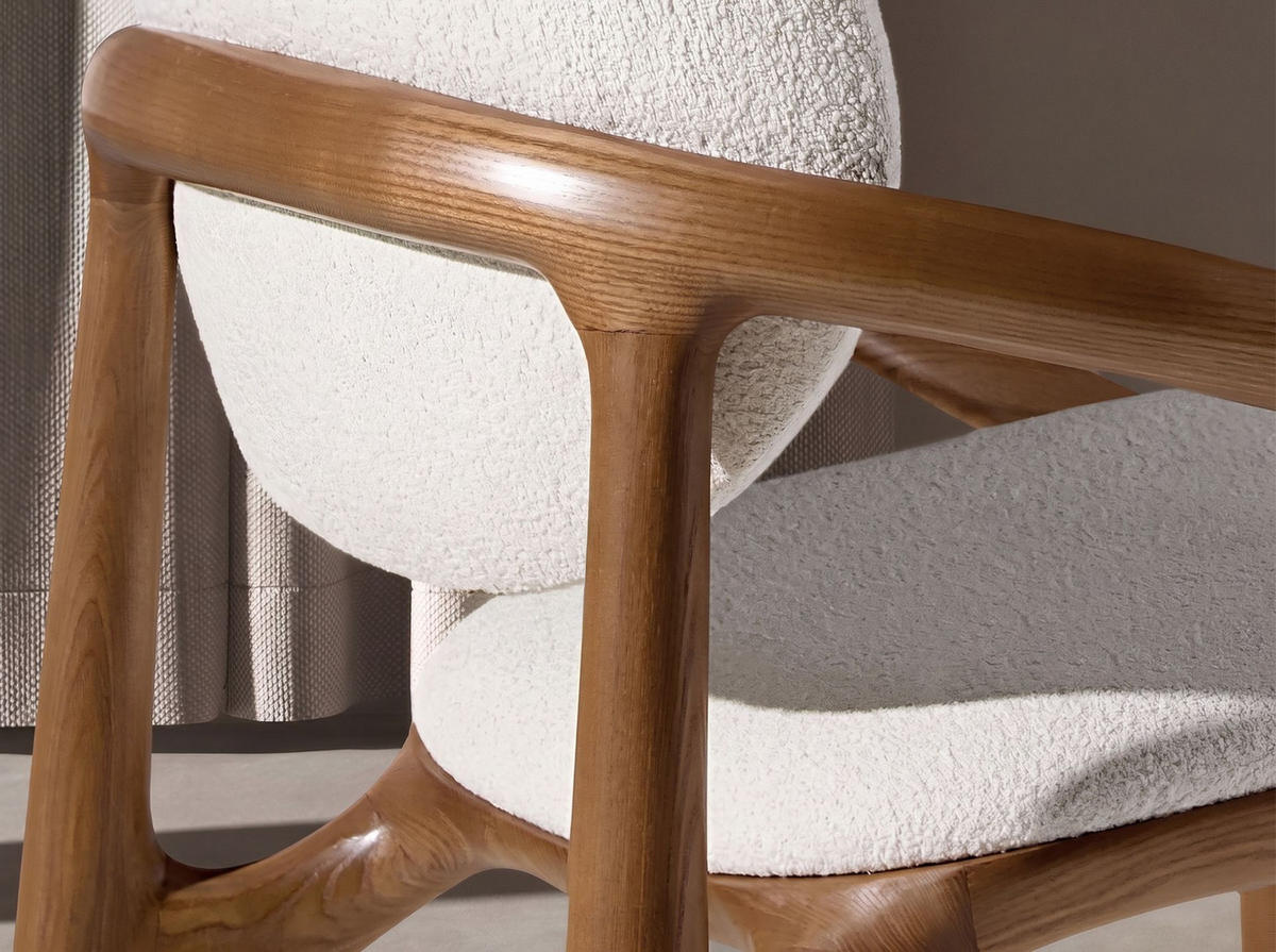STUHL mit Stoffbezug in Off-White 60/59/78 cm - Ecru/Walnussfarben, Holz/Textil (60/78/59cm) - ANGEL CERDA