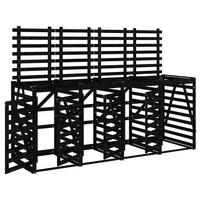 4ER Mülltonnenbox Kiefernholz BOUMI | 318x91,5x128,5cm Schwarz | Für 4 Tonnen - Schwarz, Holz (318/128.5/91.5cm) - DELUKE