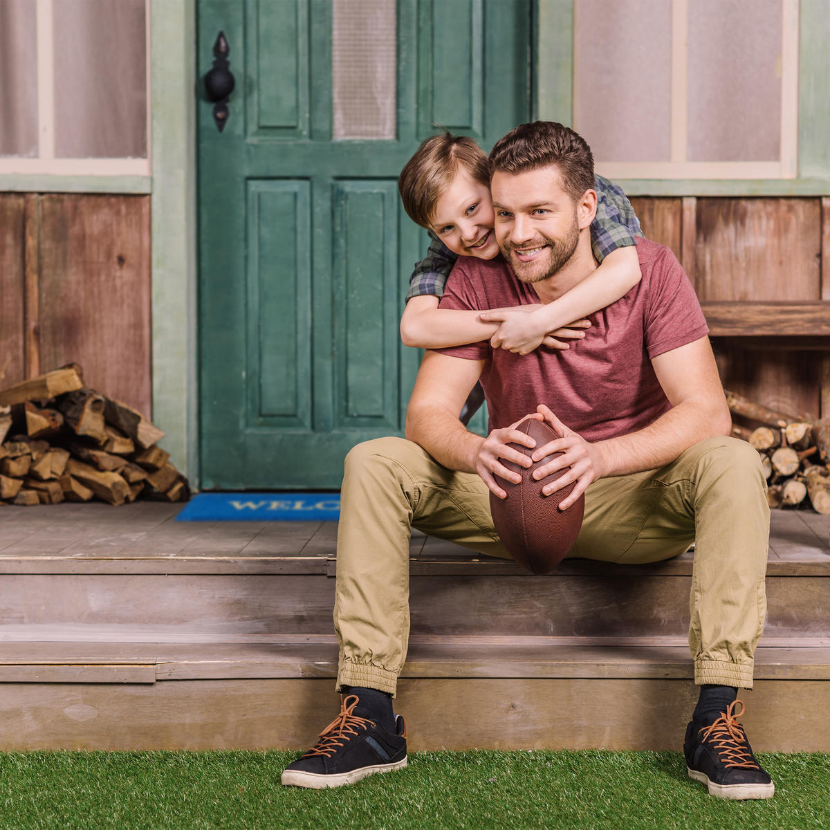 FUßMATTE - Hellblau, Kunststoff/Textil (75/25cm) - Relaxdays