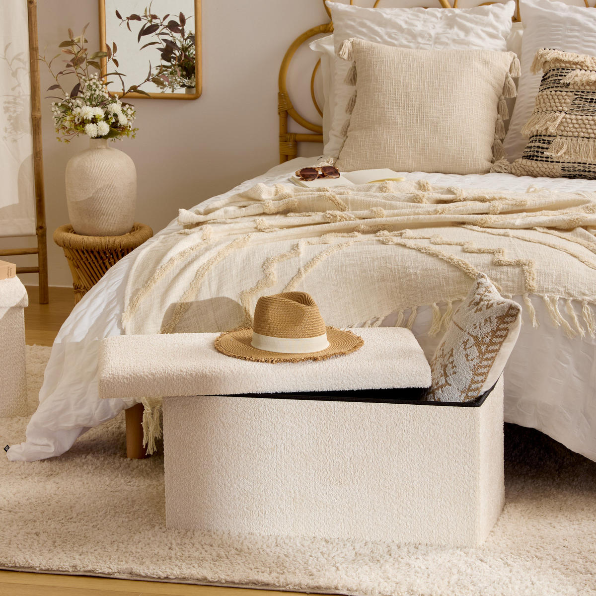 POUF 76/38/38 cm - Weiß, Holzwerkstoff (38/38/76cm) - Atmosphera Createur d´interieur