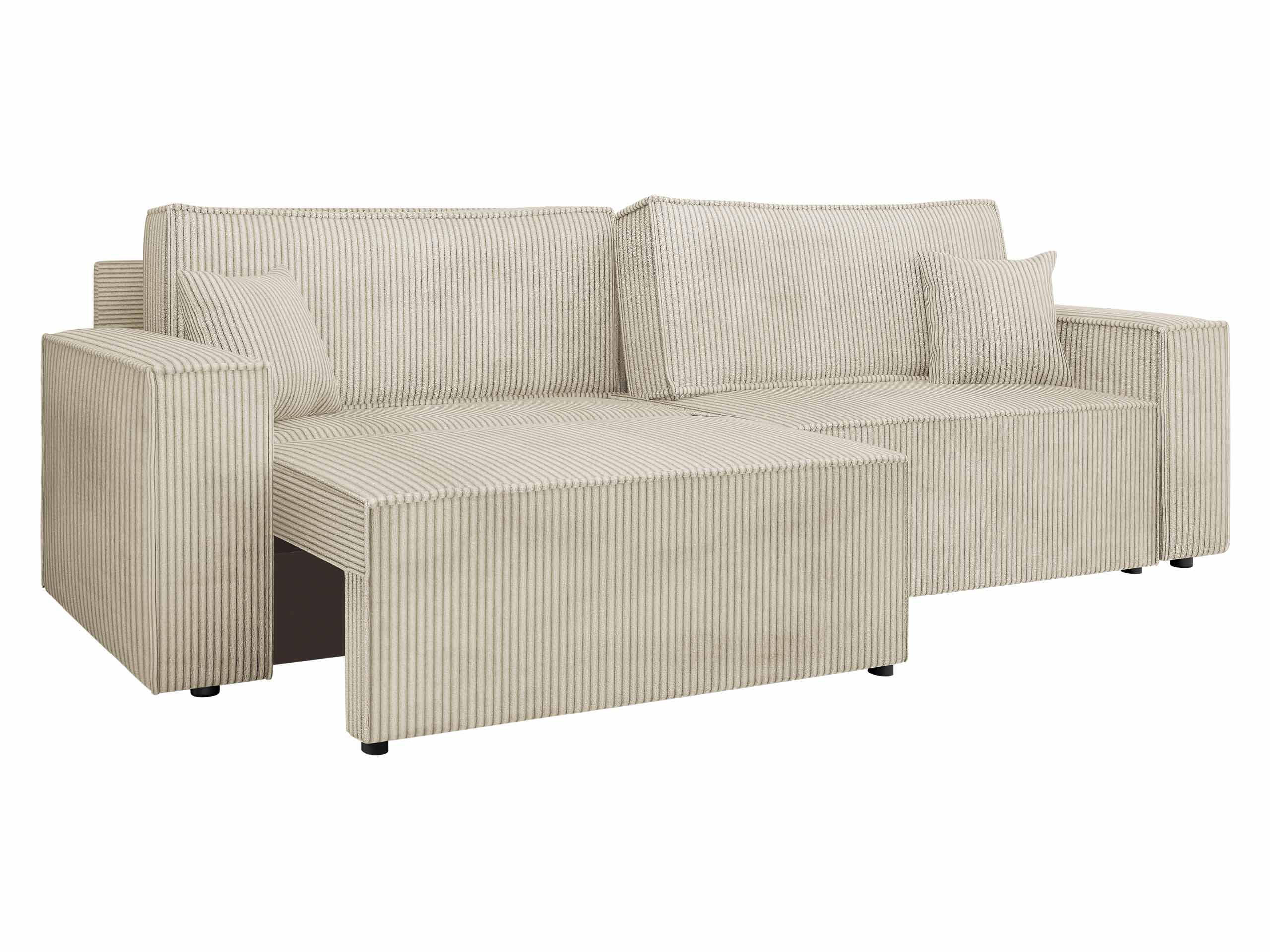SCHLAFSOFA Karl Cord mit L-Funktion - Creme/Schwarz, Holz/Kunststoff (245/82/139cm) - MIRJAN24