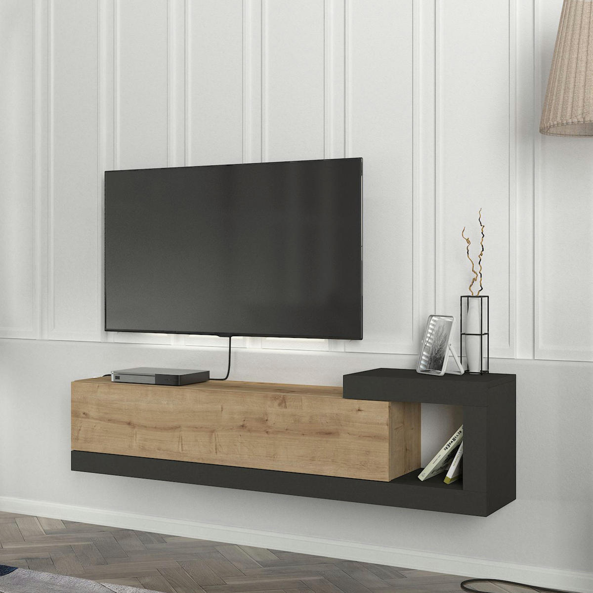 TV-ELEMENT Luhanka - Eichefarben, Holzwerkstoff (150/38.5/29.5cm) - [en.casa]