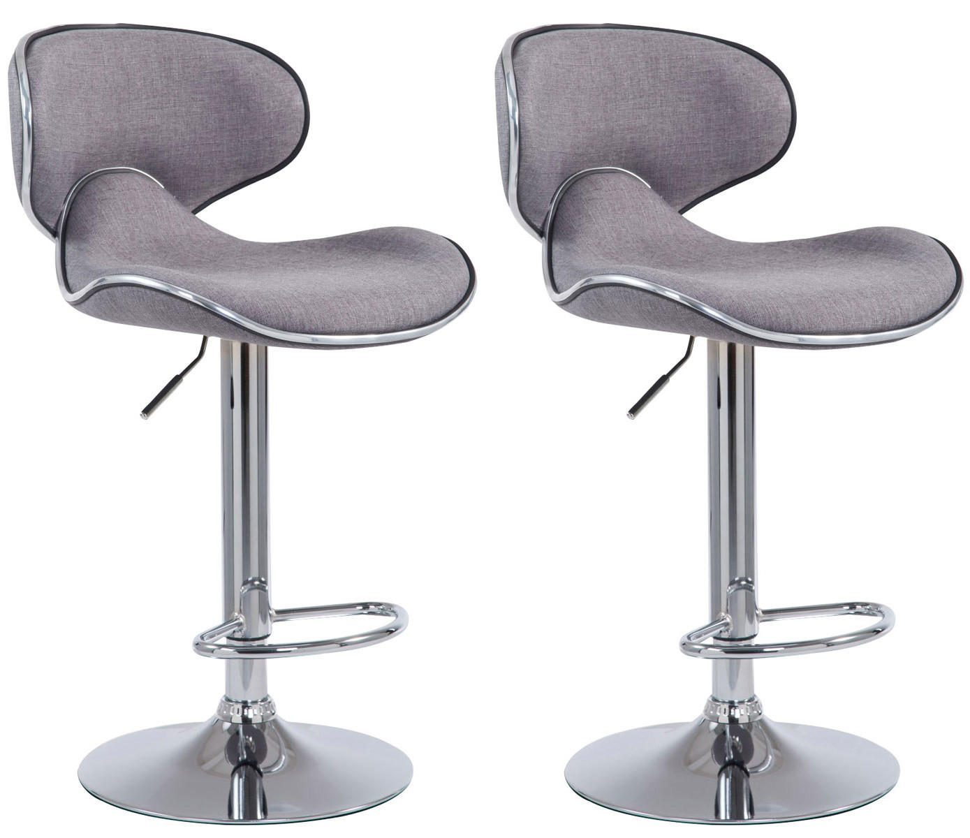 BARHOCKER 2er Set Stoff hellgrau - Chromfarben/Hellgrau, Textil/Metall (46/88/49cm) - CLP