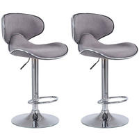 BARHOCKER 2er Set Stoff hellgrau - Chromfarben/Hellgrau, Textil/Metall (46/88/49cm) - CLP