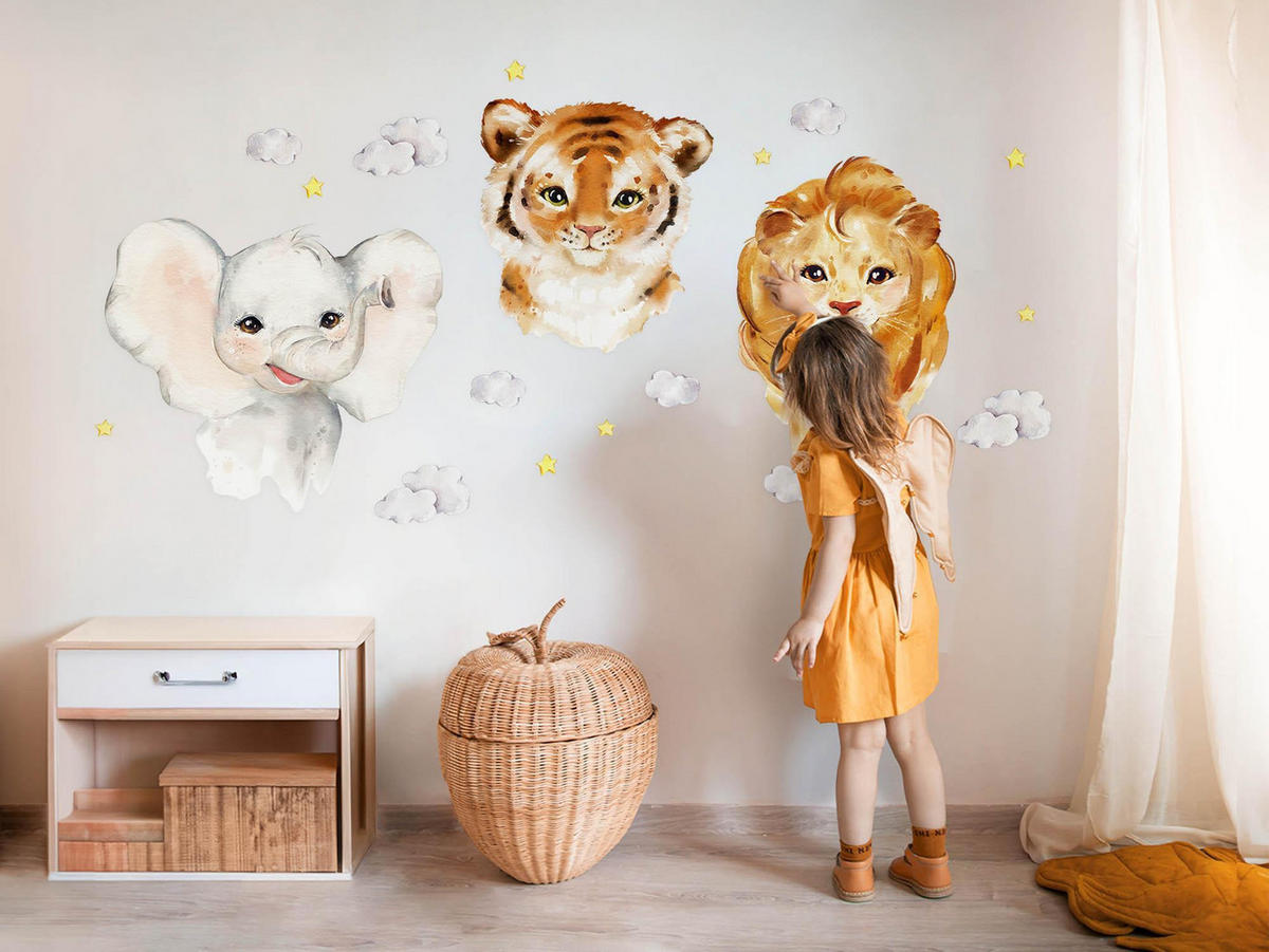 WANDAUFKLEBER 80x127cm - Kleintiere - Multicolor, Kunststoff (80/127/0.1cm) - Wallfluent