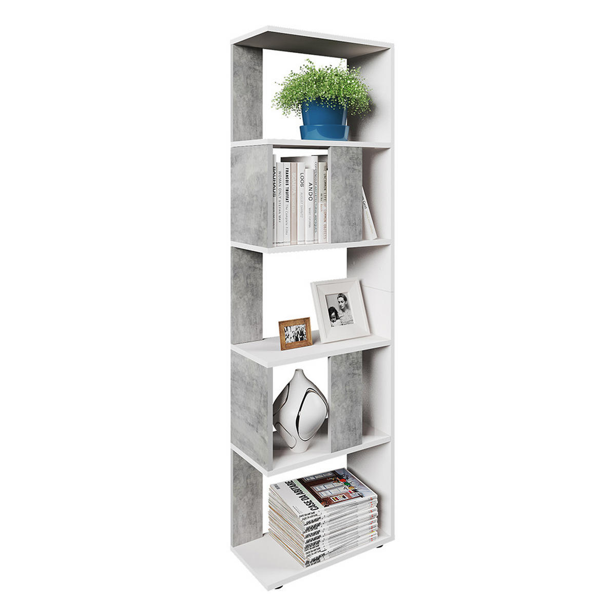 RAUMTEILER Beton/Weiß 45 x 162.6 cm - Weiß/Grau, Holzwerkstoff (45/162.6/23.6cm) - Vicco