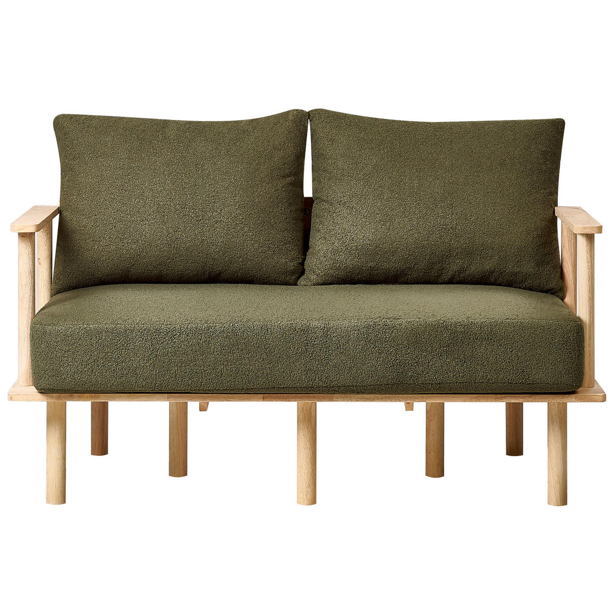 2-SITZER-SOFA Bouclé Dunkelgrün Asker - Braun/Grün, Textil (133/87/74cm) - Beliani