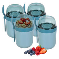 MÜSLIBECHER Blau 4er-Set auslaufsicher - Blau, Kunststoff - Relaxdays