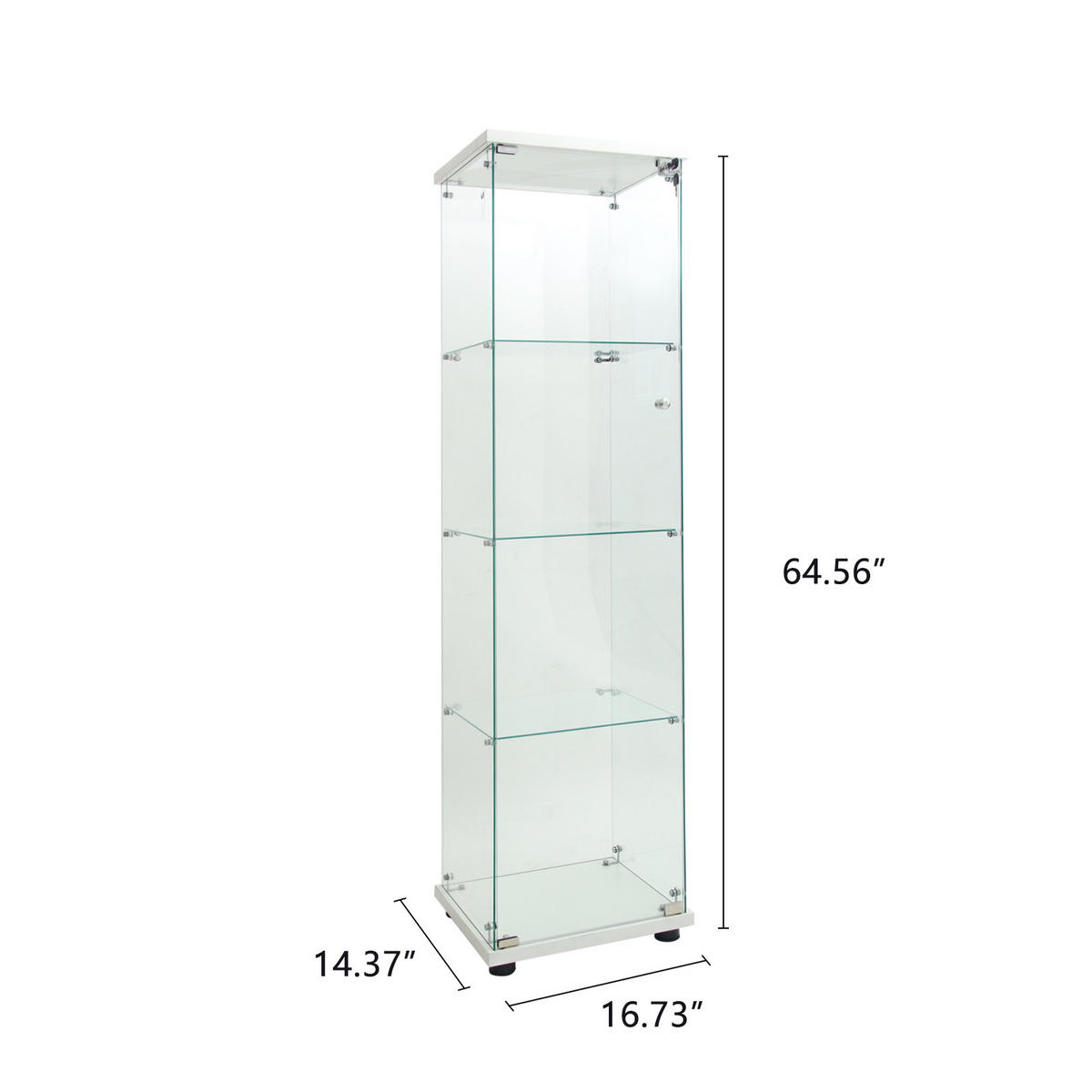 GLASVITRINE mit 4 Einlegeböden, verstellbare LED-Leuchten, Einzeltür mit Sicherheitsschloss, Weiß - Weiß, Glas (36.5/164/42.5cm) - BRILVERDE