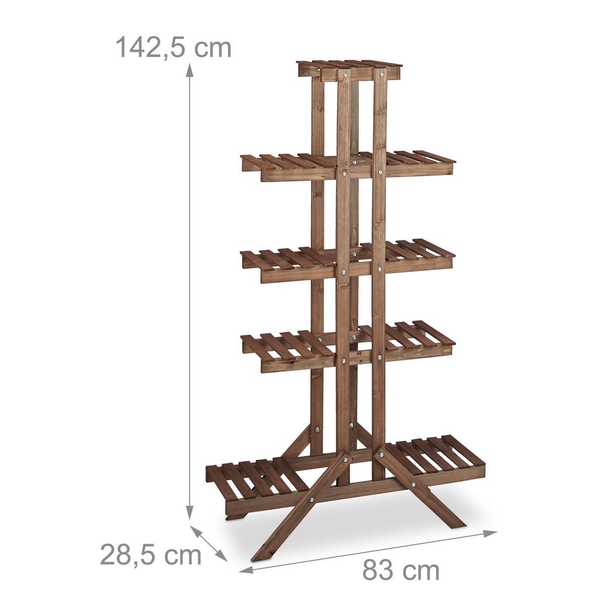 BLUMENTREPPE - Dunkelbraun, Holz (83/142.5/28.5cm) - Relaxdays