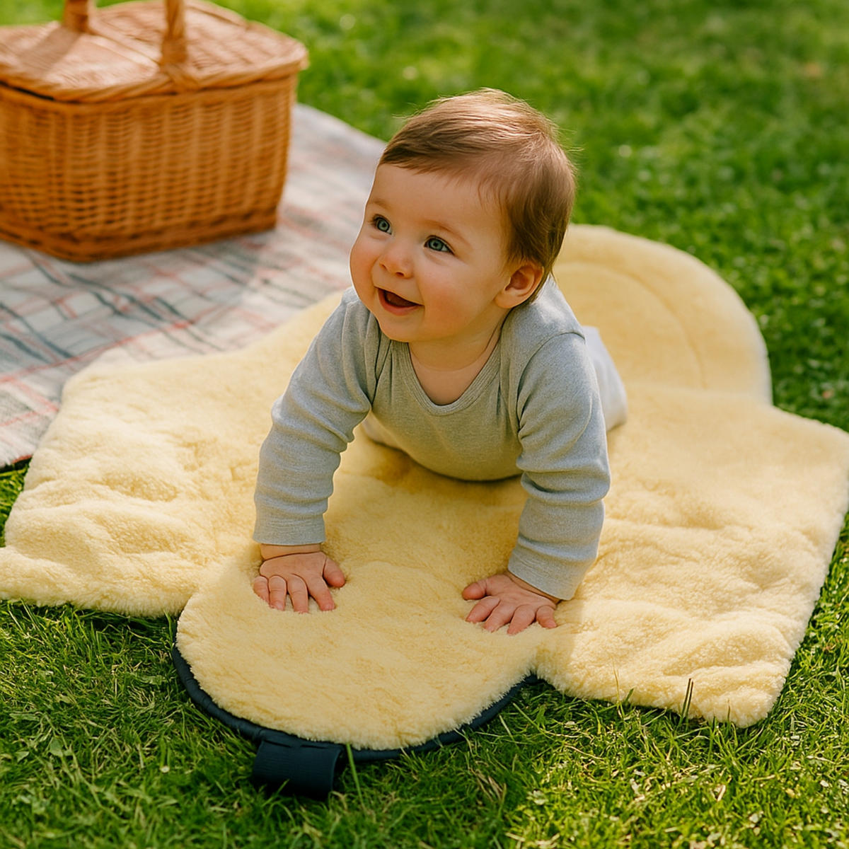 LAMMFELL-BABYSCHALENFUSSSACK Naadja, salbei green - Salbeigrün, Fell (39/10/80cm) - Kaiserbaby