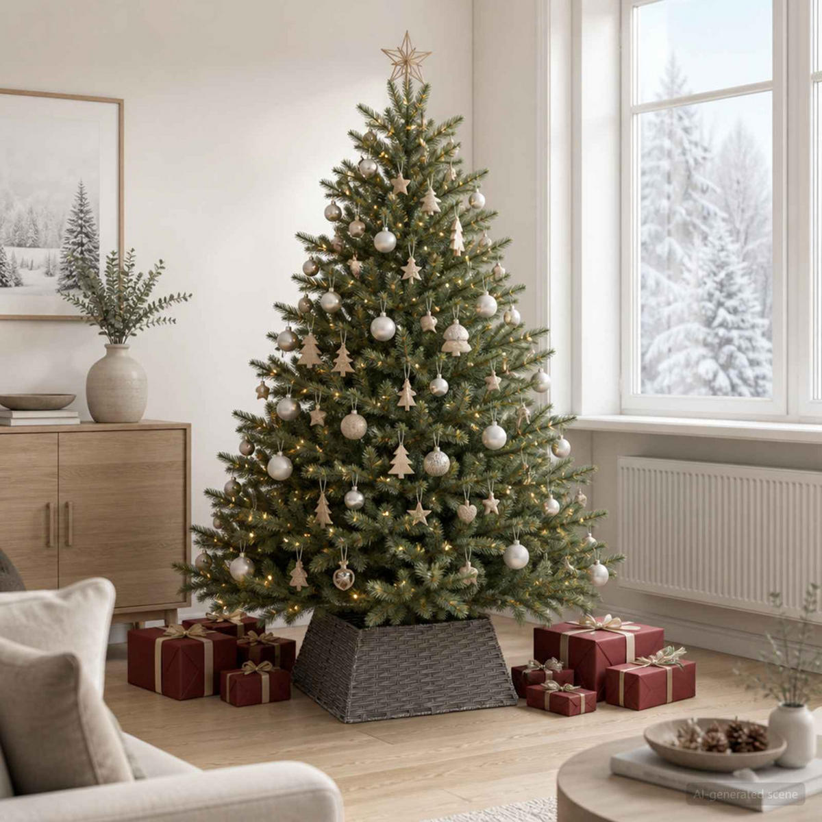 WEIHNACHTSBAUMKRAGEN 70/70/28 cm Grau Poly-Rattan - Grau, Holzwerkstoff (70/28/70cm) - vidaXL