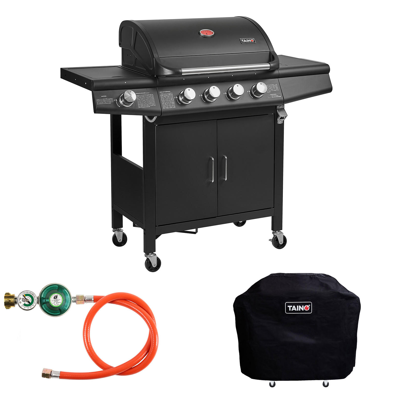 GASGRILL Set RED 4+1 - Schwarz, Metall (135/114/54cm) - TAINO