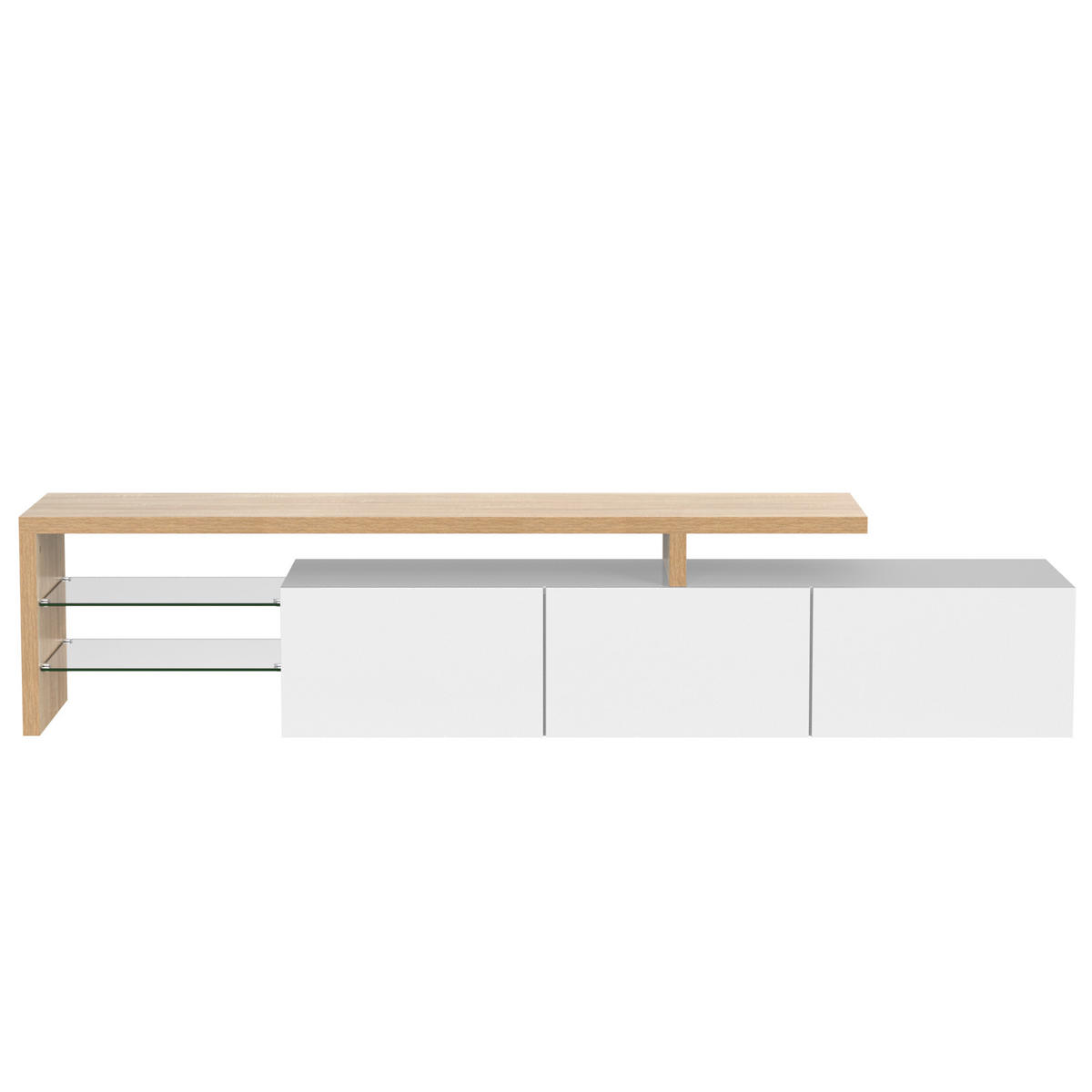 TV-ELEMENT Holzfarbe und Weiß 197.5/39/42 cm - Weiß, Glas/Holz (39/42/197.5cm) - Urban Meuble