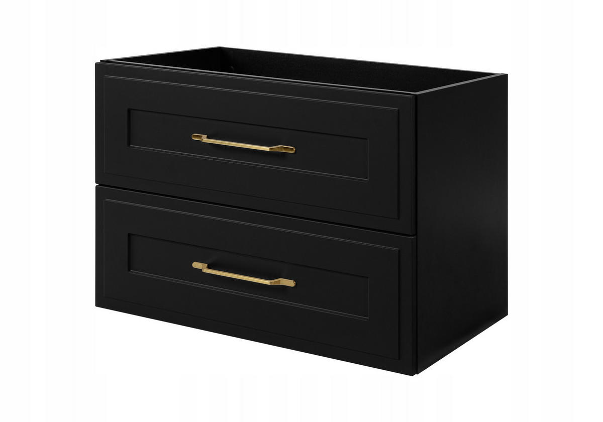 WASCHBECKUNTERSCHRANK CLASSIC 100 cm mit Arbeitsplatte Farbe: Eichen Craft mit einer Mattzblacken Platte - Eichefarben/Schwarz, Holzwerkstoff (100/58/46cm) - Rodan