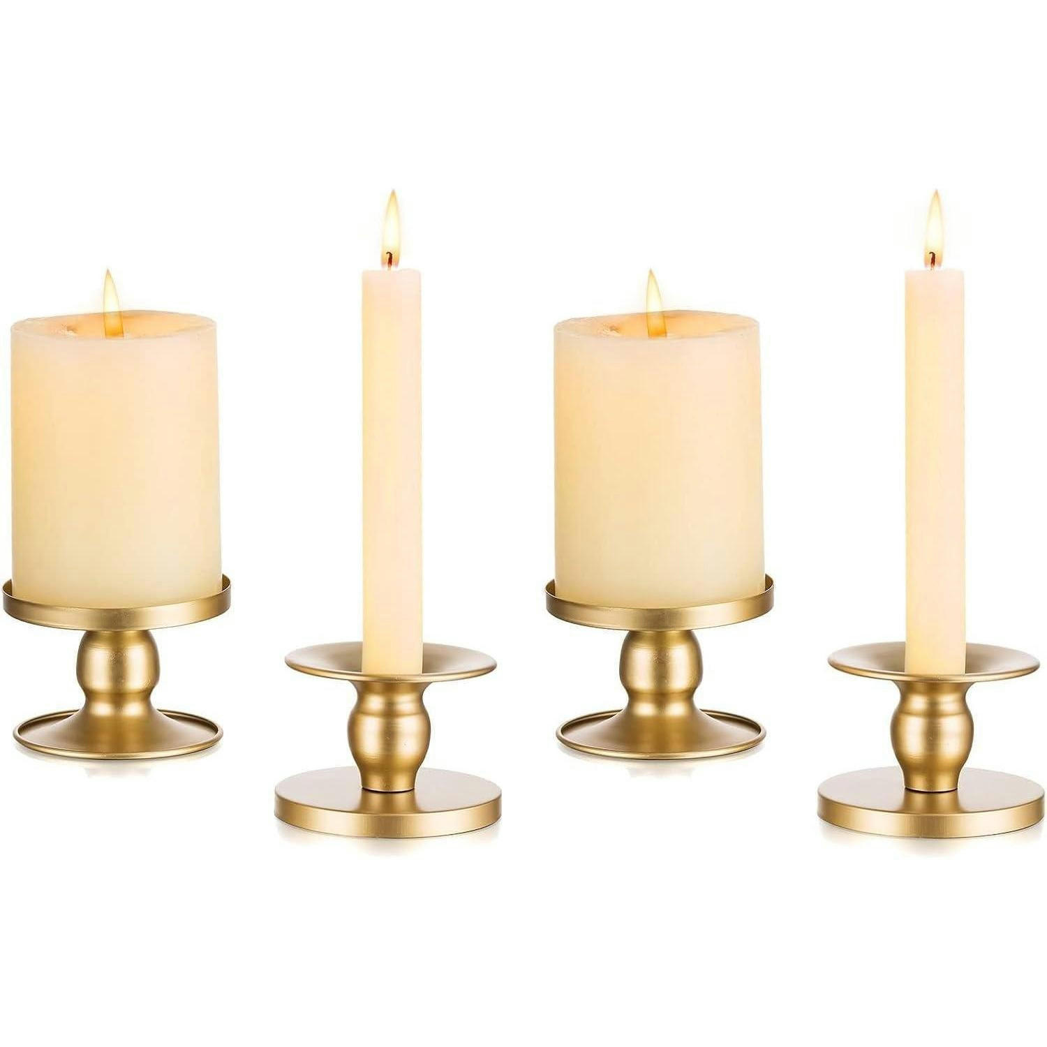 KERZENSTÄNDER 4er Set Metall Gold - Goldfarben, Metall (5/5/20cm)