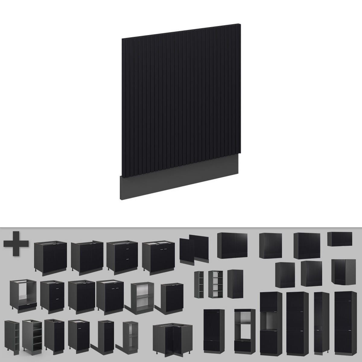 FRONTBLENDE Fame-Line, Schwarz gestreift, 60 cm, AP Anthrazit - Anthrazit/Schwarz, Holzwerkstoff (60/67.4/1.6cm) - Vicco