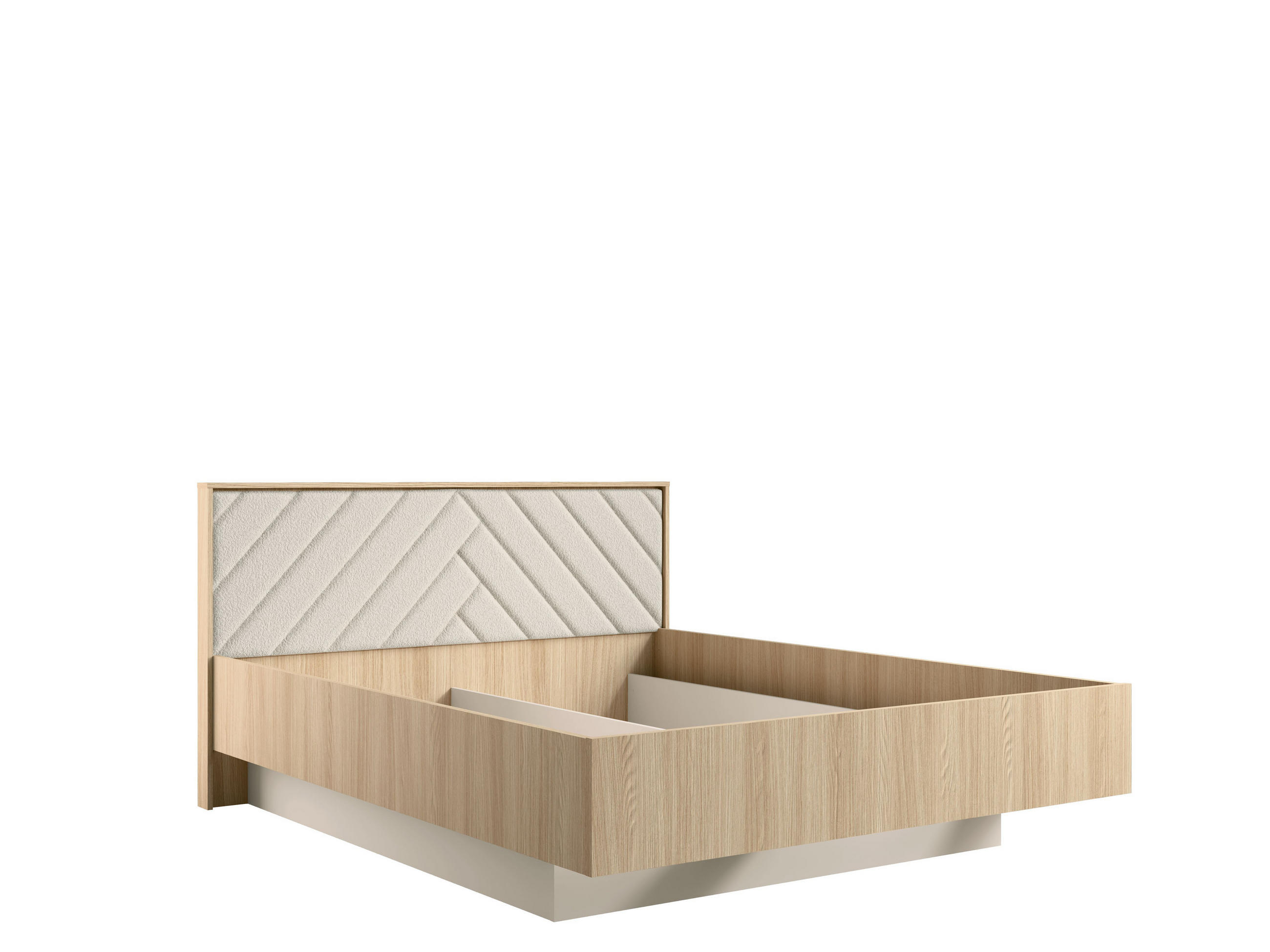 BETT VARENO – 160×200 cm mit Lattenrost,ohne Bettkasten Barista Eiche / Wüstensand - Eichefarben, Holzwerkstoff (160/200cm) - Milaros Markt