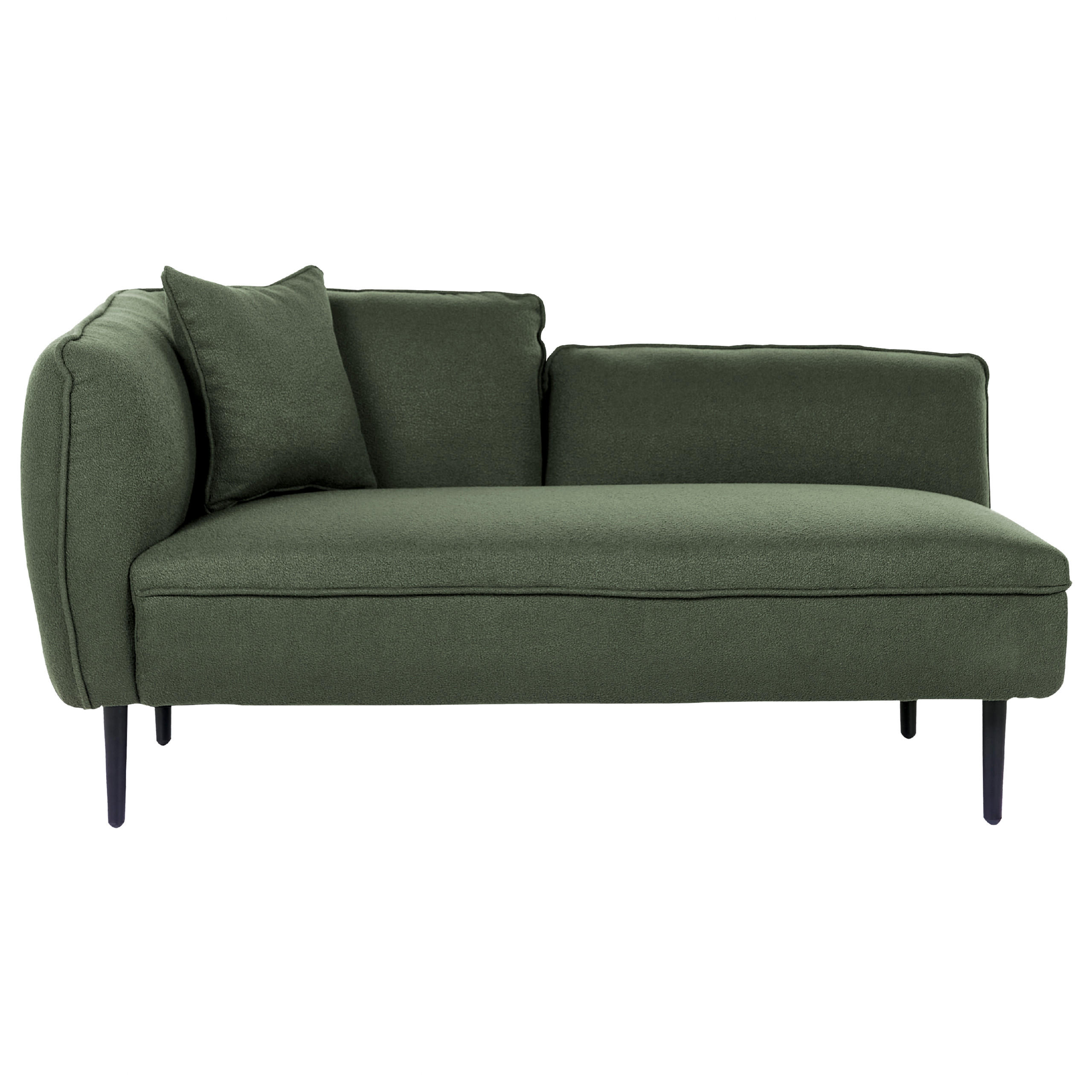 CHAISELONGUE Bouclé dunkelgrün linksseitig Chevannes - Schwarz/Grün, Textil (138/74/77cm) - Beliani