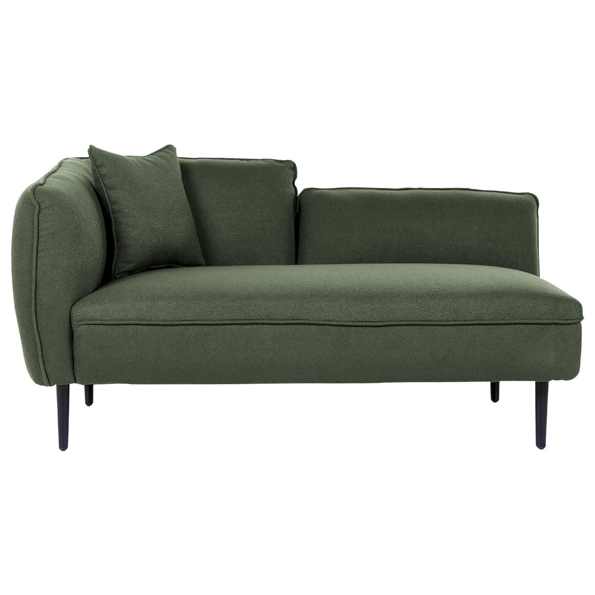 CHAISELONGUE Bouclé dunkelgrün linksseitig Chevannes - Schwarz/Grün, Textil (138/74/77cm) - Beliani