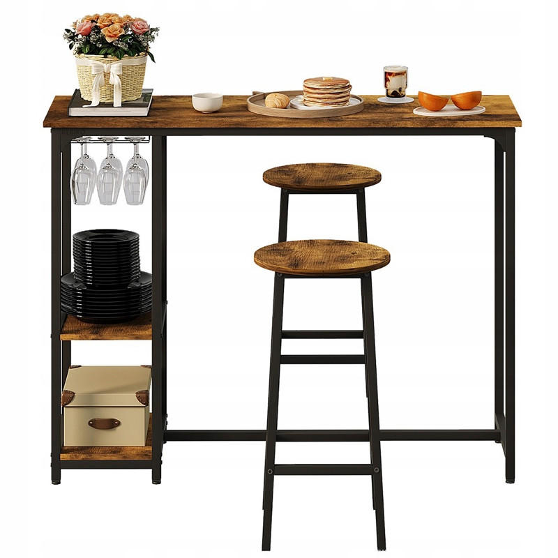 TISCH- und Barhocker-Set, Braun, 40 x 120 x 91 cm - Braun, Holzwerkstoff (120/91/40cm)
