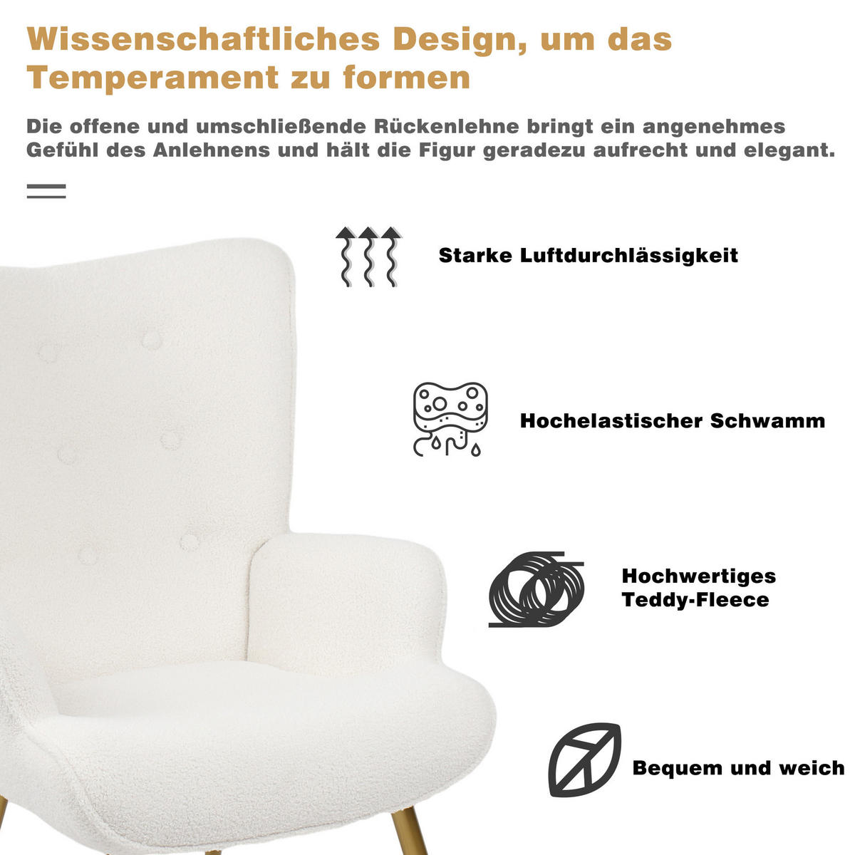 OHRENSESSEL mit Hocker - Weiß, Metall (47/99.5/68cm)