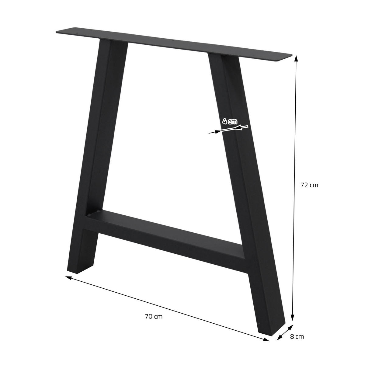 TISCHBEINE 2er Set 70 x 72 cm Schwarz A-Form - Schwarz, Metall (72/8/70cm) - ECD-Germany
