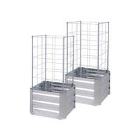 HOCHBEET Tallin 2er Set mit Rankhilfe Silber Stahl Beetumrandung - Silberfarben, Metall (47/30/47cm) - DELUKE