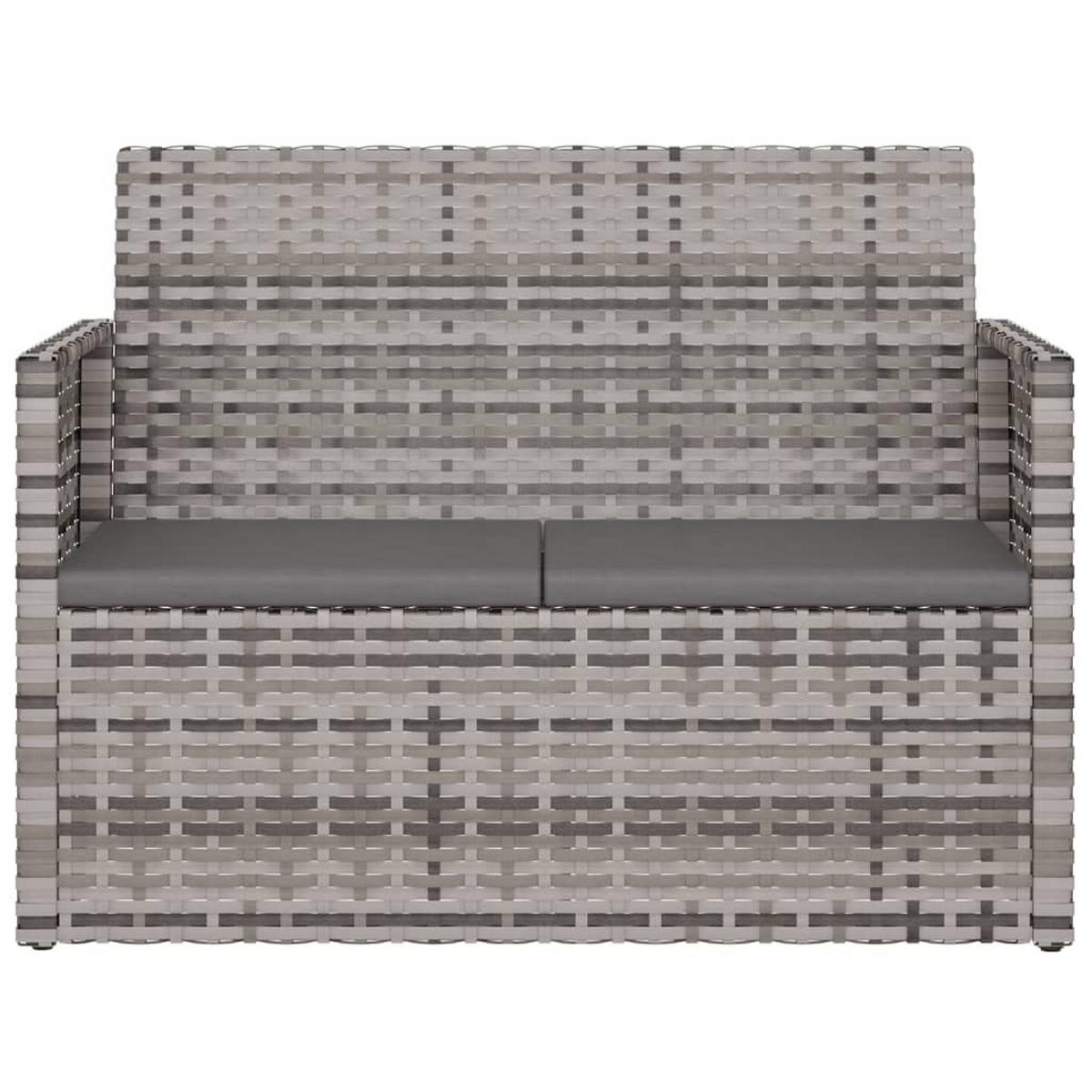 GARTENBANK mit Kissen Grau 105 cm Poly Rattan - Grau, Kunststoff (105/75/56cm) - furnicato